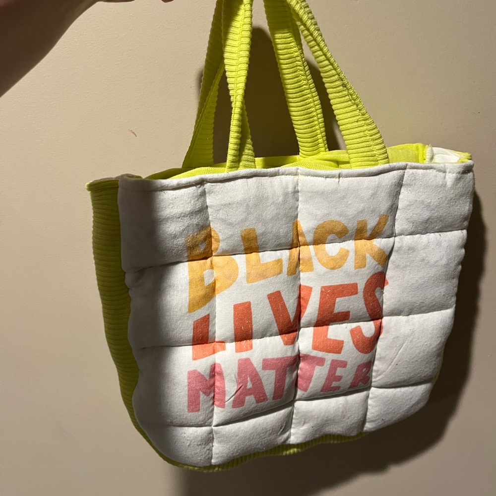 Handmade tote bag! Reusable material and accent color interior.